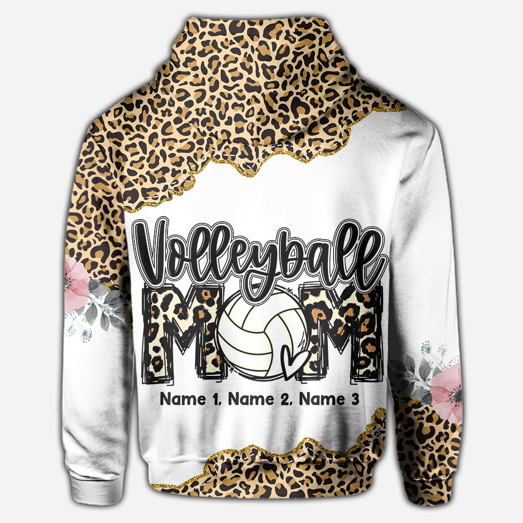 Volleyball-Mama-Leopard – Personalisiertes Volleyball-Shirt mit Allover-Print