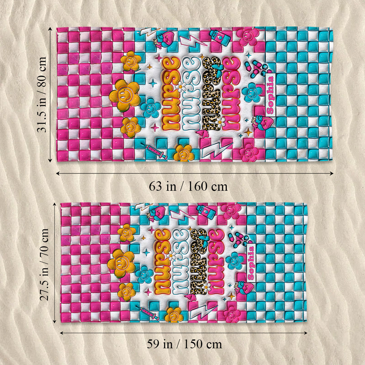 Krankenschwesterleben – Geschenkidee für Krankenschwestern, Mütter, Ehefrauen, Freundinnen – Personalisiertes Strandtuch