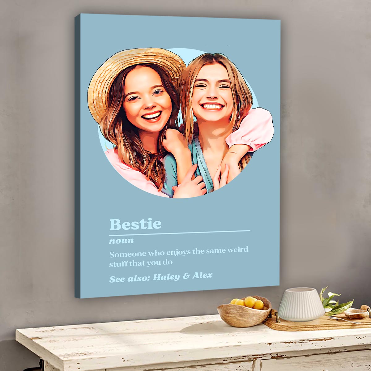 Bestie Portrait Definition - Personalisierte Bestie Leinwand und Poster