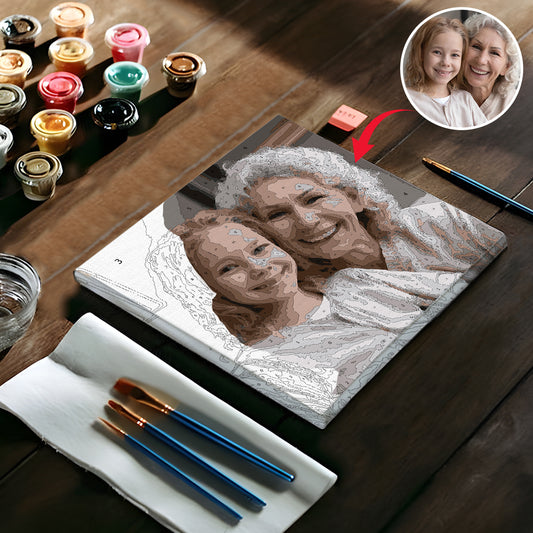 Custom Photo - Personalized Grandma Paint By Numbers Kit