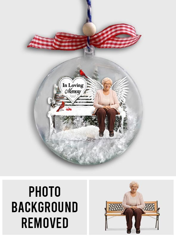 In Loving Memory Memorial Bench - Personalized Memorial Snow Globe Ornament