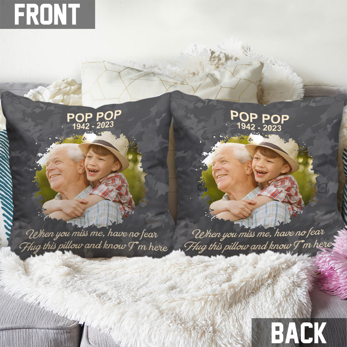 Hug This Pillow And Know I'm Here - Personalized Memorial Throw Pillow