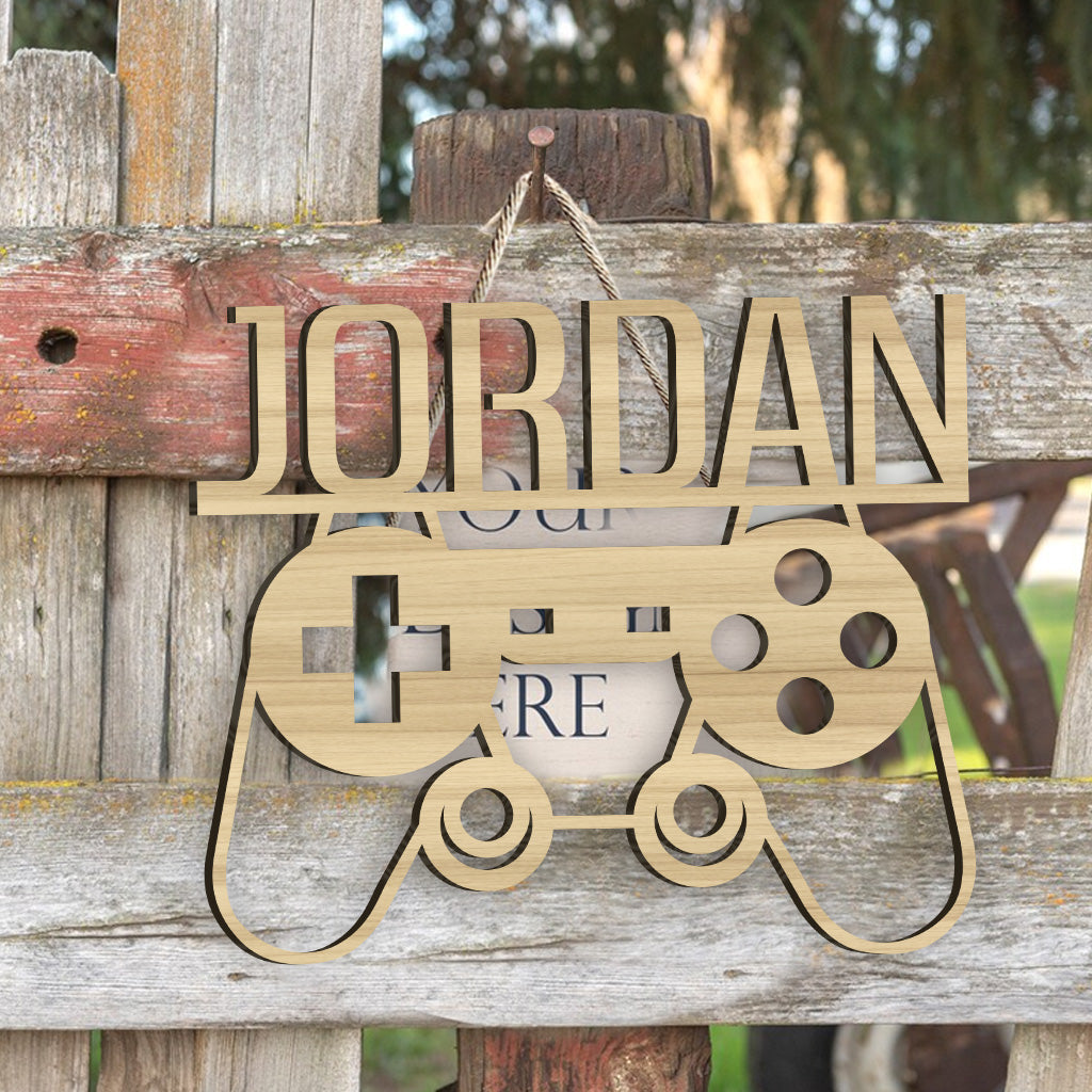 Gaming-Zimmer – Personalisiertes Videospiel-Holzschild in individueller Form