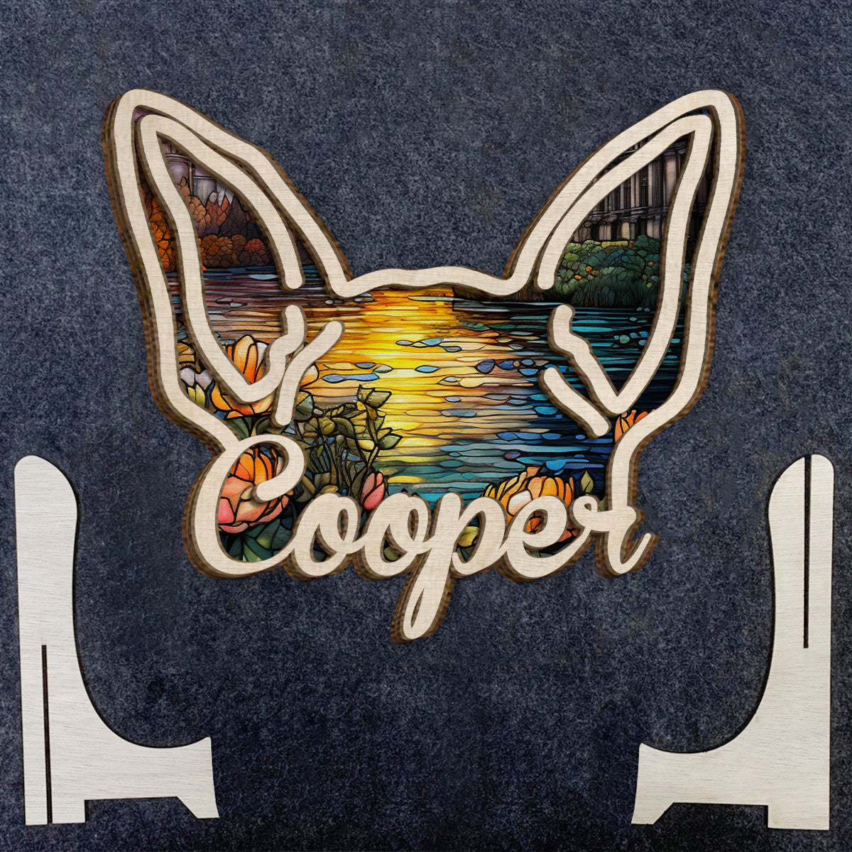 Hundeohren – Geschenk für Hundeliebhaber – Personalisiertes zweilagiges Holzschild / Holzplakette