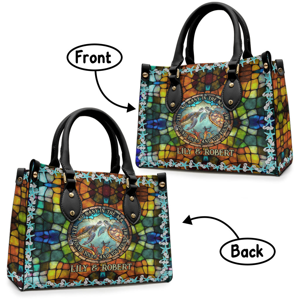 So viele im Meer - Personalisierte Schildkrötenleder-Handtasche