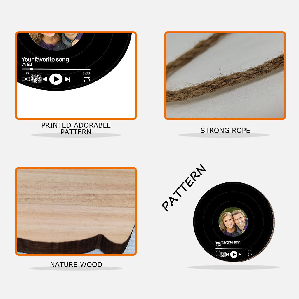 Favorite Song Scannable QR code - gift for husband, wife, boyfriend, girlfriend - Personalized Round Wood Sign