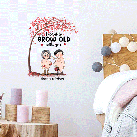 Ich möchte mit dir alt werden – personalisierter Aufkleber für Paare (gestanzt)