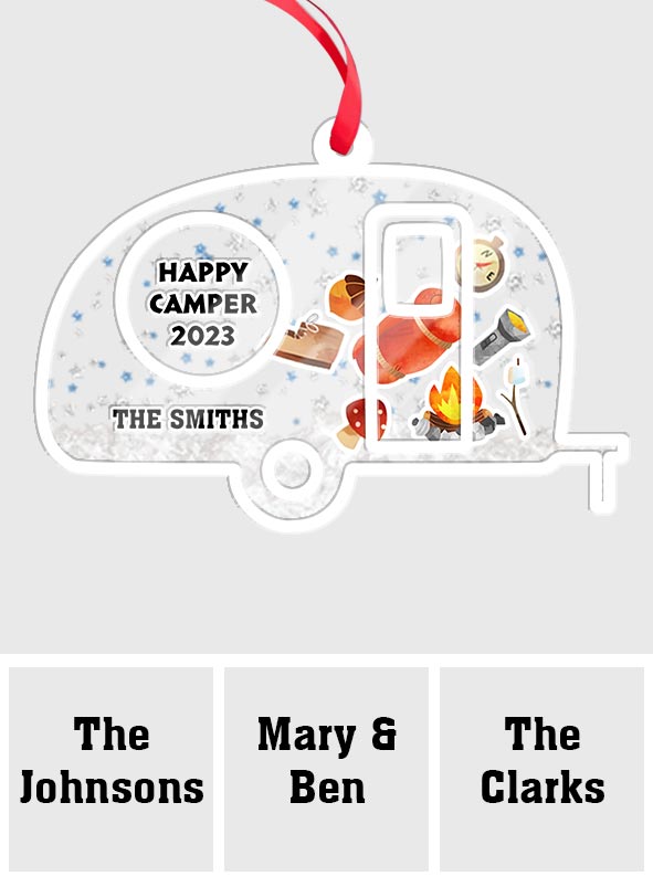 Fröhliche Weihnachten für alle Camper – Personalisierter Camping-Weihnachtsbaumschmuck, 3-lagig