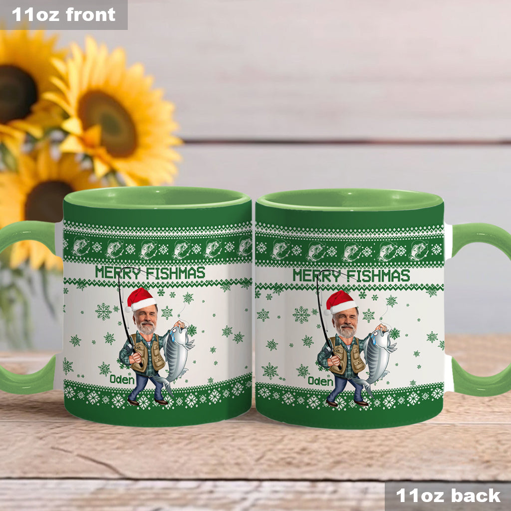 Merry Fishmas - Personalized Fishing Accent Mug