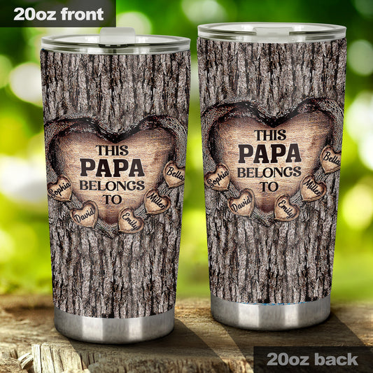 Papas Herz – Geschenk für Papa, Oma, Opa, Mama, Onkel, Tante, Bruder, Schwester – Personalisierter Trinkbecher