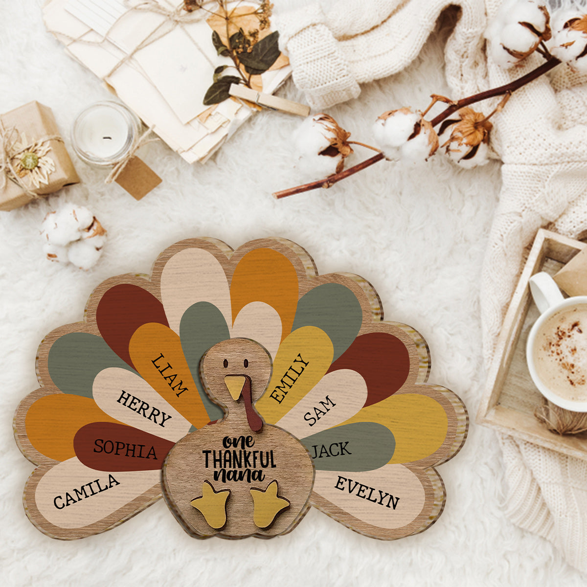 One Thankful Nana - Gift for grandma - Personalized 2 Layered Wood Sign / Wood Plaque