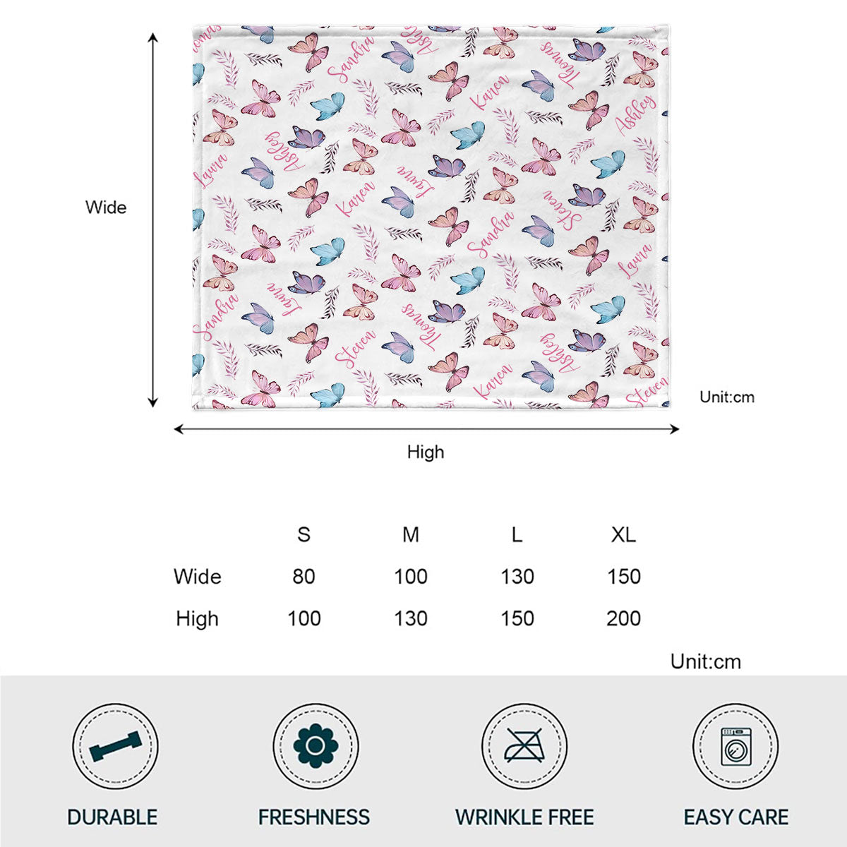 Butterfly Custom Name - Personalized Family Blanket