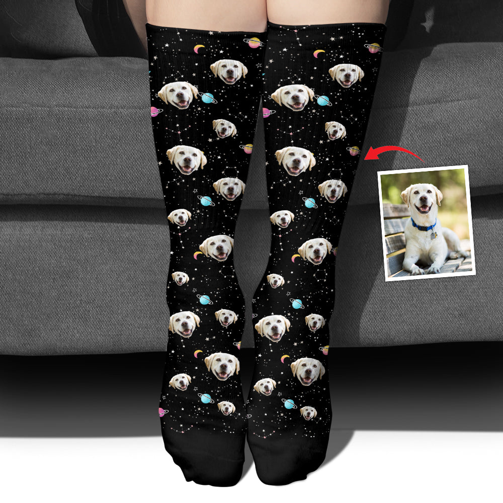 Custom Face Galaxy – personalisierte Hundesocken