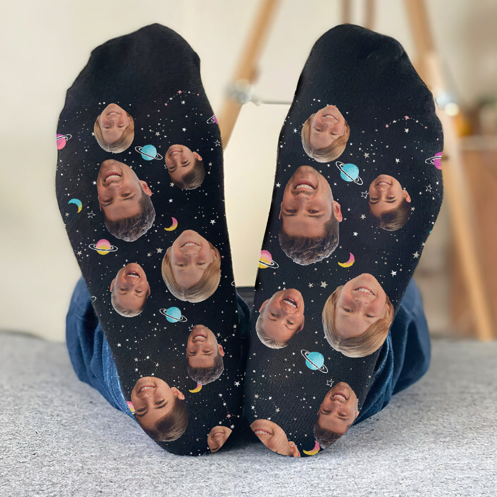 Custom Face Galaxy – Personalisierte Familiensocken