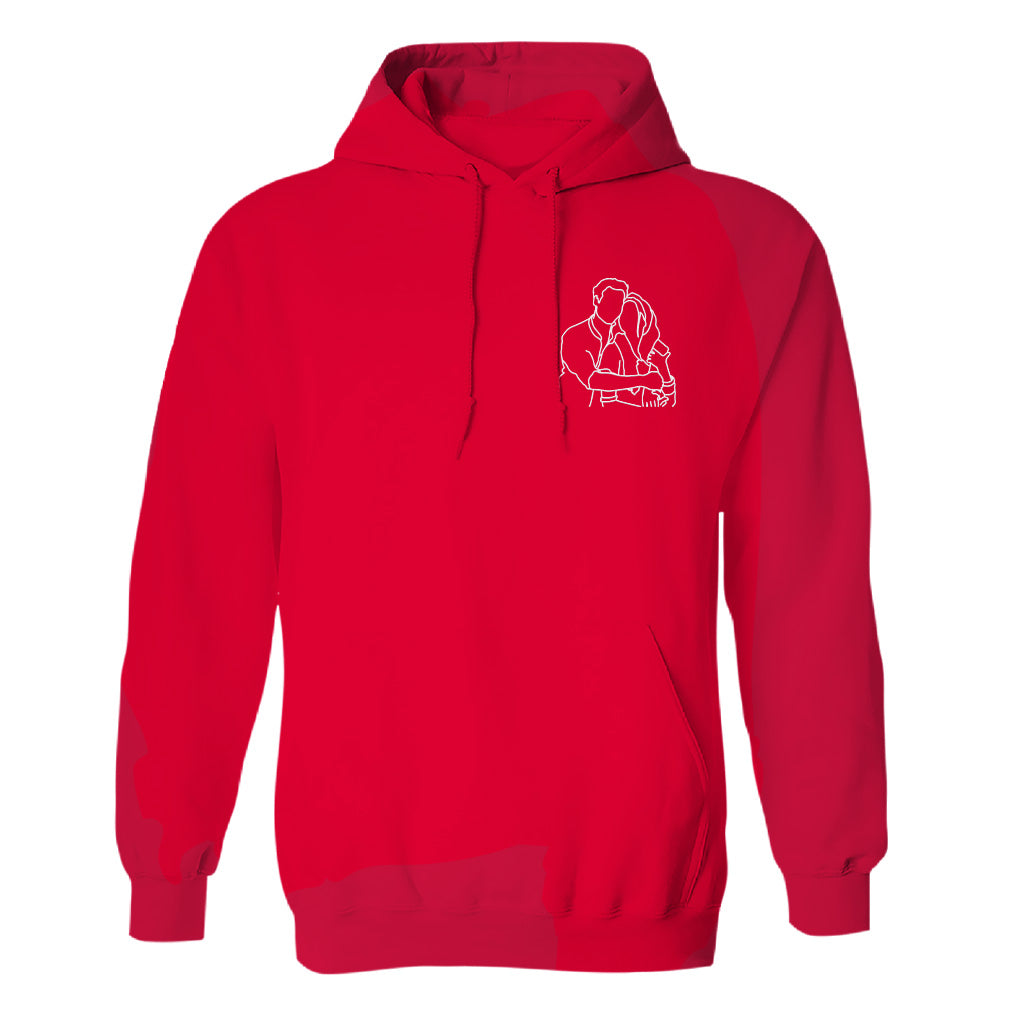 Individuelle Linienzeichnung – Personalisierter, bestickter Hoodie für Paare
