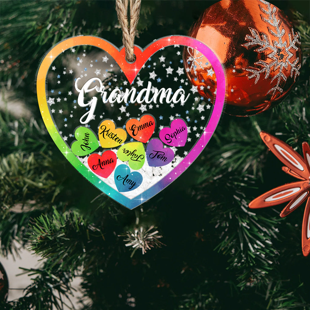 Grandma And Grandchildren - Gift for grandma - Personalized 3 Layered Shaker Ornament