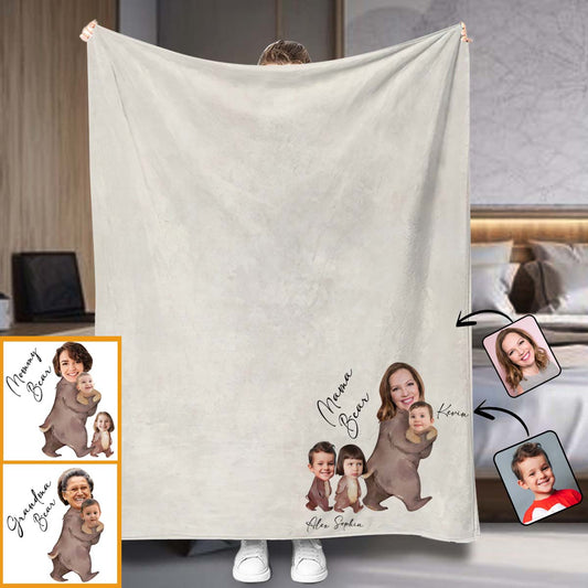 Aquarellfoto von Mama Bär – Personalisierte Mutterdecke