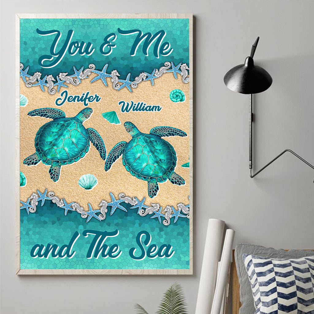 Salty Lil' Beach – Personalisierte Schildkröten-Leinwand und Poster