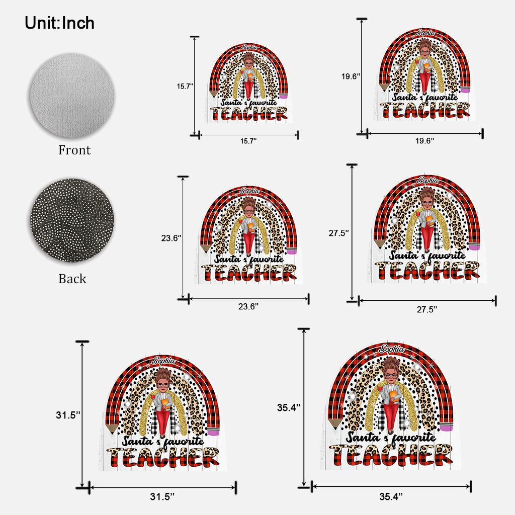 Santas Lieblingslehrer – Personalisierte Fußmatte in Lehrerform