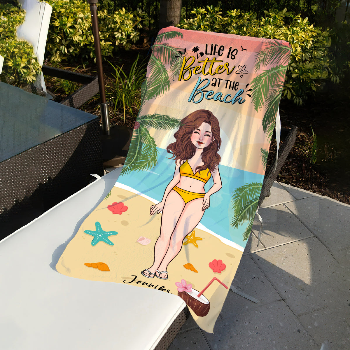 Salz in der Luft, Sand in den Haaren – personalisiertes Strandtuch für Meeresliebhaber