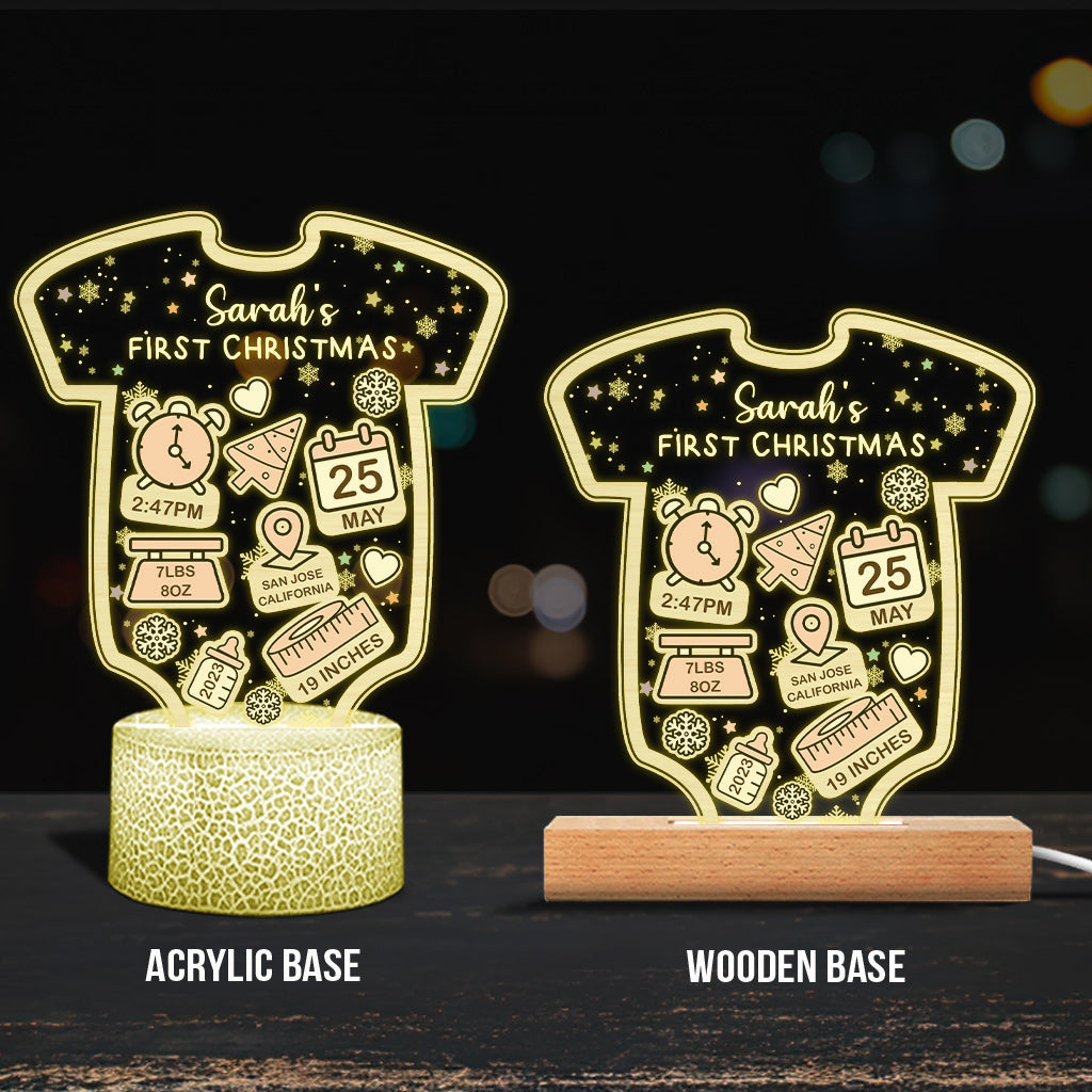 Babts Geburtsdaten Erstes Weihnachten – Geschenk für Neugeborene, Sohn, Tochter, Enkelin, Enkel – Personalisierte, geformte Plakettenleuchte