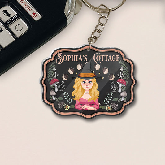 Witch's Cottage - Personalized Witch Keychain