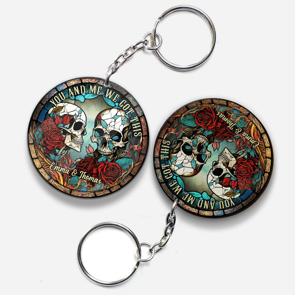 Totenkopf-Pärchen – Personalisierter Totenkopf-Schlüsselanhänger