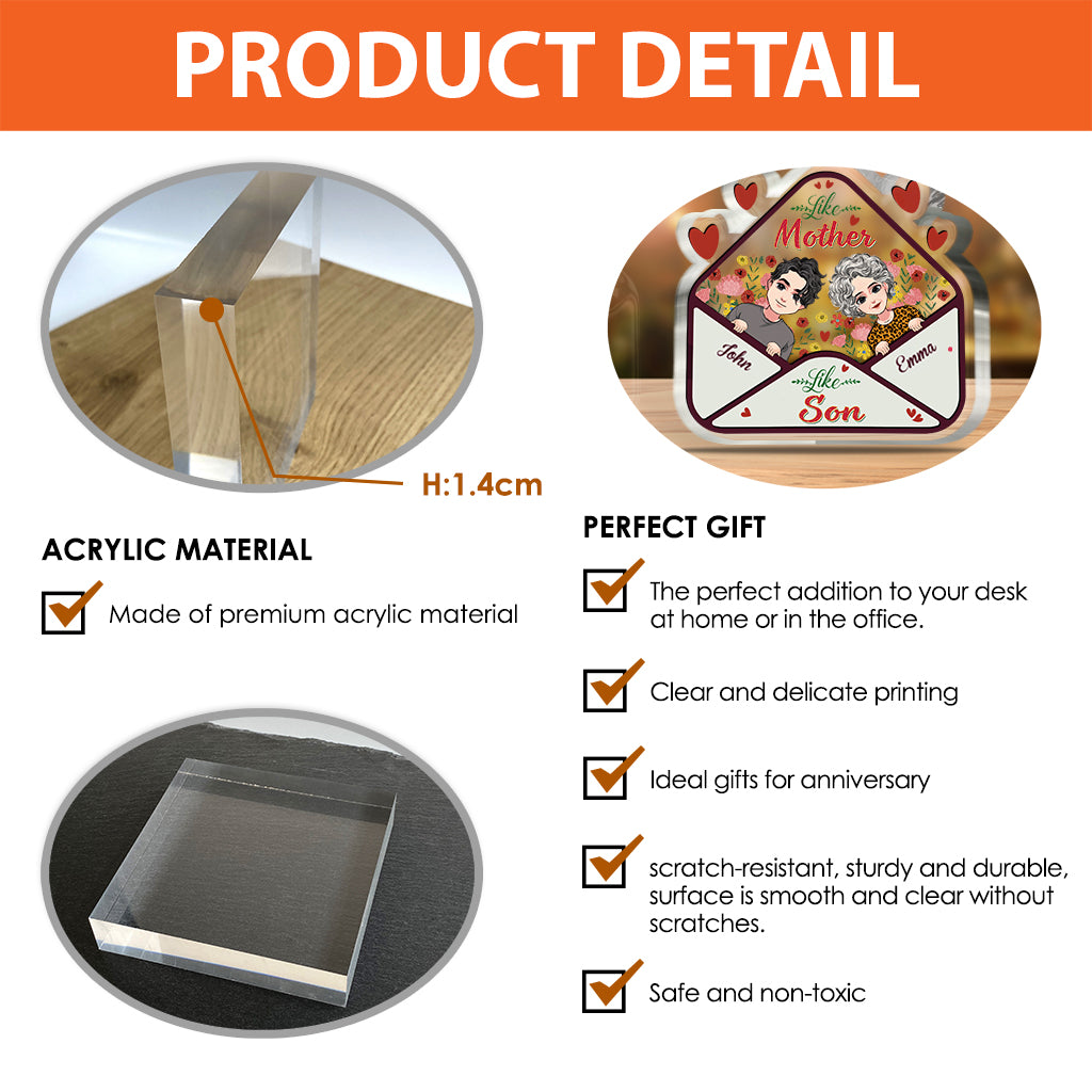 Wie die Mutter – Geschenk für Mama, Tochter, Sohn – Personalisierte Acrylplakette in individueller Form
