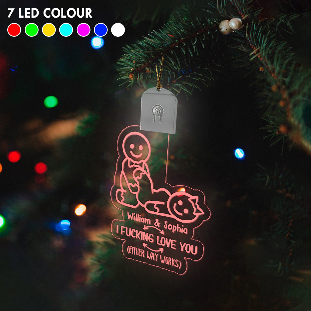 I Love You Naughty Ginger Bread - gift for wife, husband, boyfriend, girlfriend - Personalized Shaped Led Acrylic Ornament