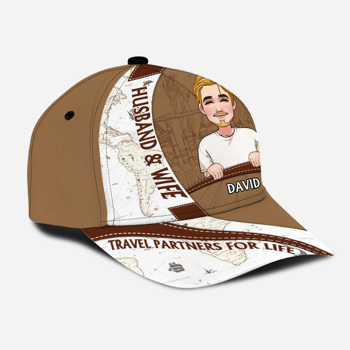 Reisepartner für Ehepaare – Personalisierte klassische Reisekappe