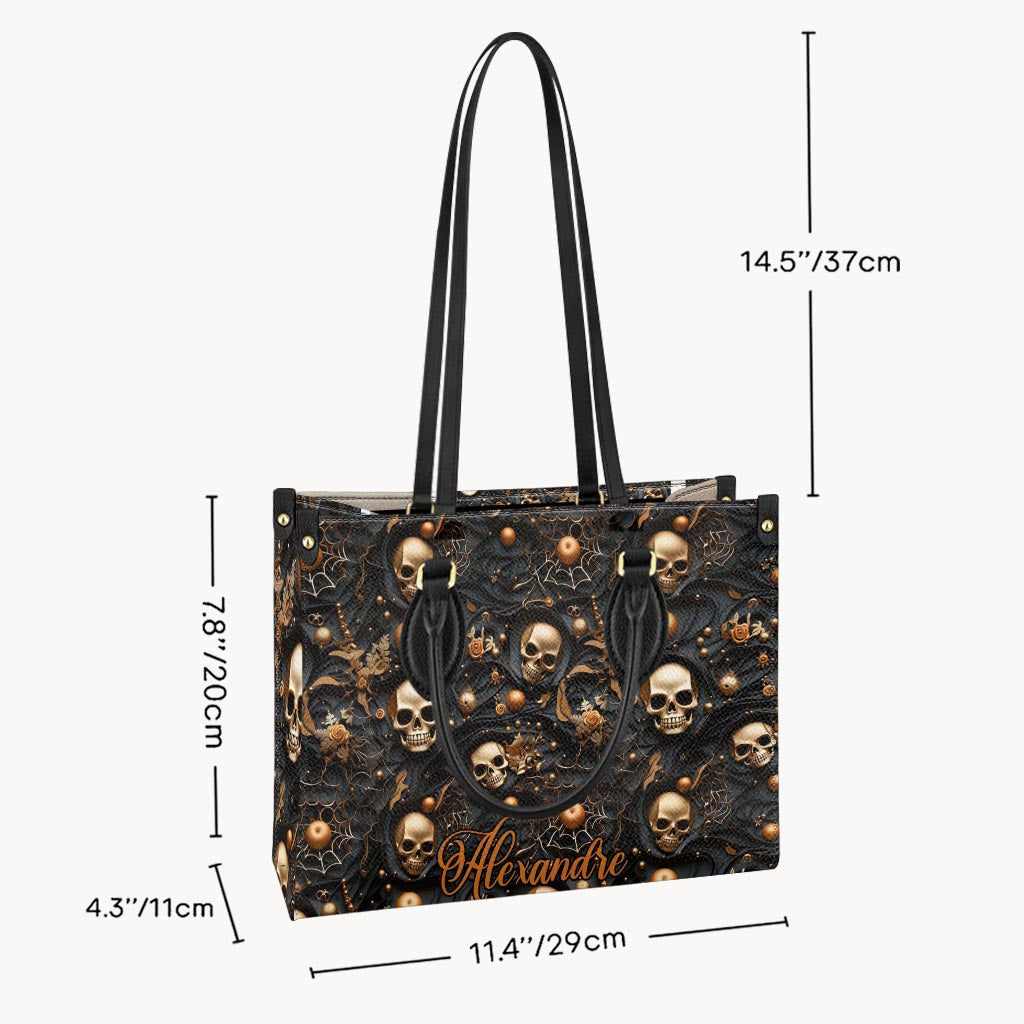 Goldener Totenkopf – Personalisierte Totenkopf-Lederhandtasche