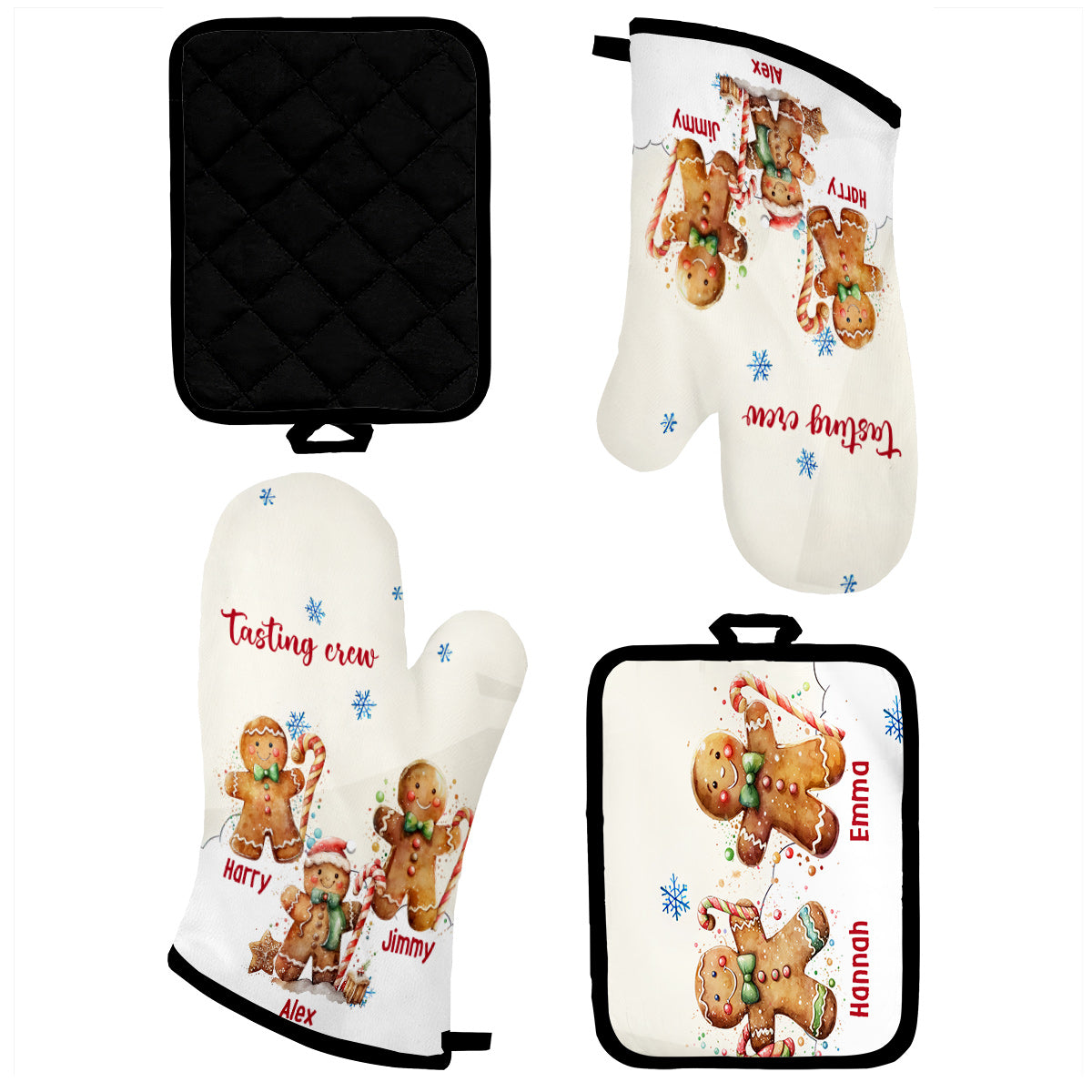 Omas Kekse-Verkostungsteam – Personalisiertes Oma-Ofenhandschuh- und Topflappen-Set