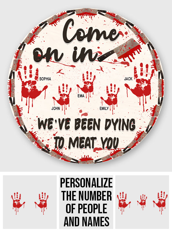 Hereinspaziert – personalisiertes rundes Holzschild für die ganze Familie