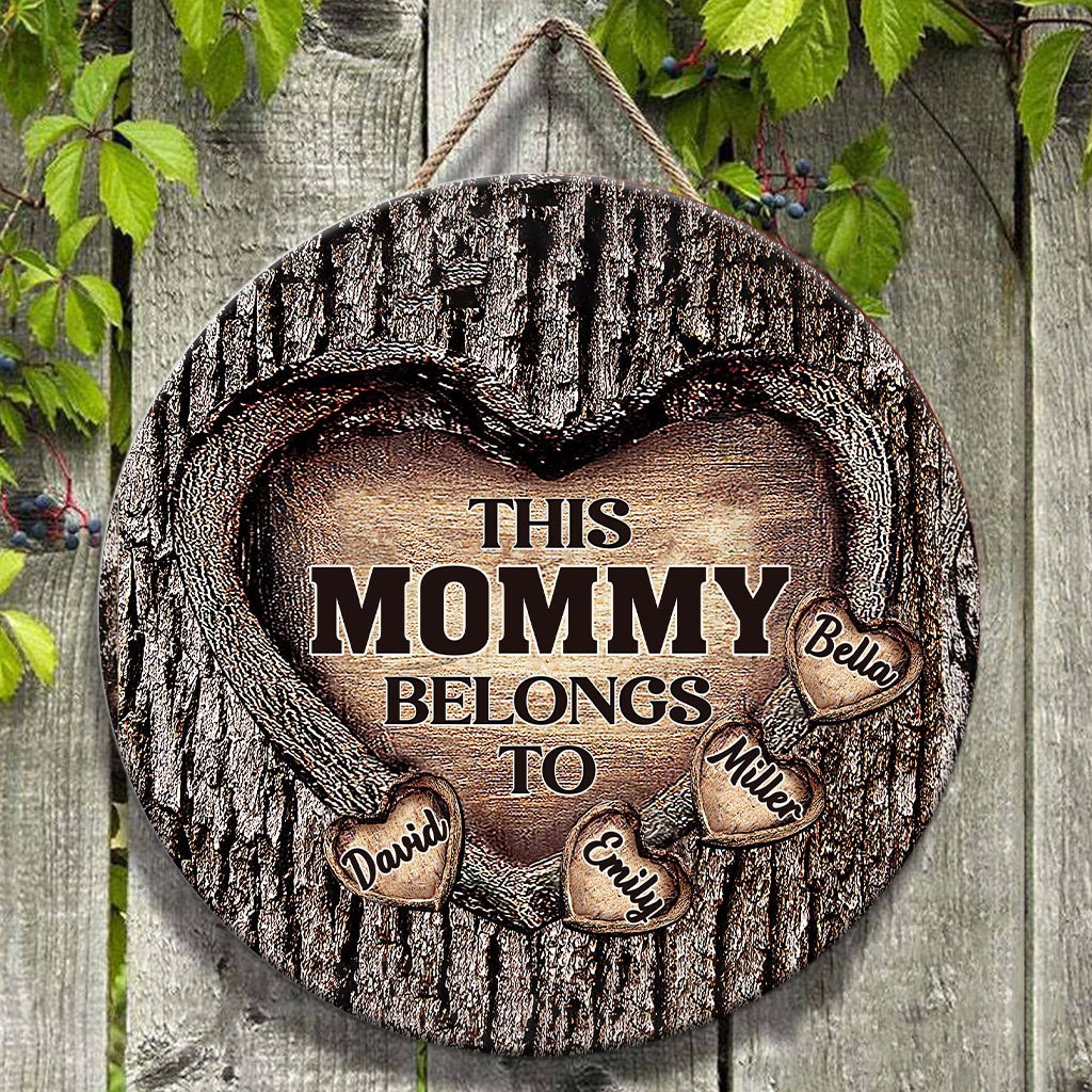 Papas Herz – Geschenk für Papa, Oma, Opa, Mama, Onkel, Tante, Bruder, Schwester – Personalisiertes rundes Holzschild