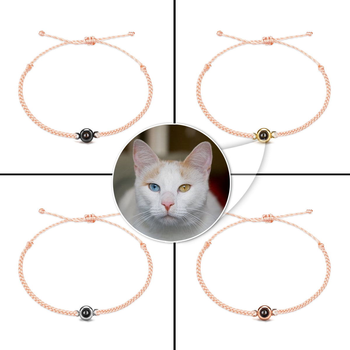 Katzenliebhaber - Personalisiertes Armband mit Katzenprojektion