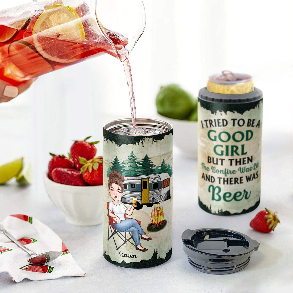 Ich habe versucht, ein braves Mädchen zu sein – personalisierter Camping-Dosenkühler