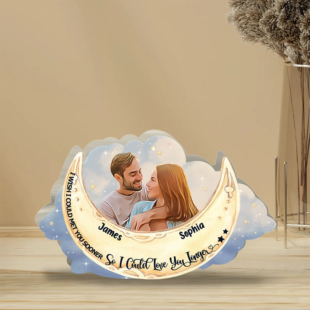 Ich liebe dich bis zum Mond und zurück – Personalisierte Acrylplakette in individueller Form für Paare