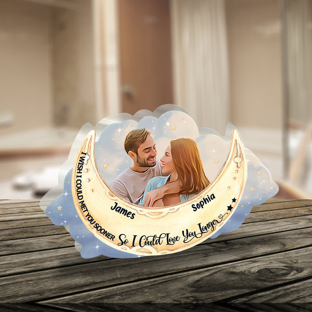 Ich liebe dich bis zum Mond und zurück – Personalisierte Acrylplakette in individueller Form für Paare
