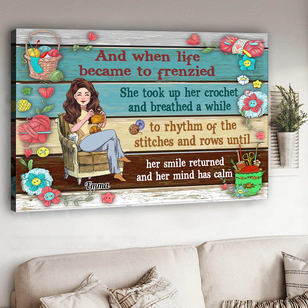 Häkel-Liebe – Häkelgeschenk für Mama, Freundin, Ehefrau, Oma – Personalisierte Leinwand und Poster