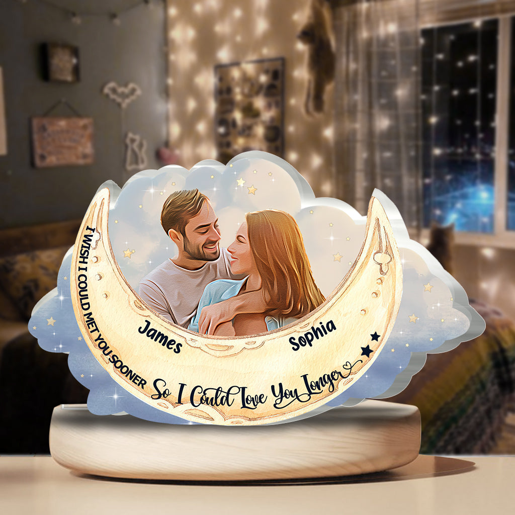 Ich liebe dich bis zum Mond und zurück – Personalisierte Acrylplakette in individueller Form für Paare