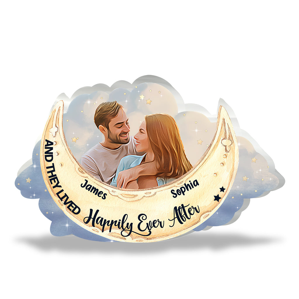 Ich liebe dich bis zum Mond und zurück – Personalisierte Acrylplakette in individueller Form für Paare