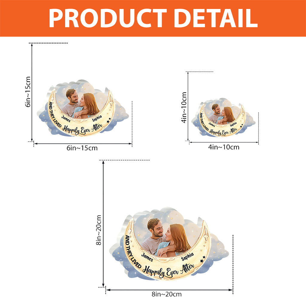 Ich liebe dich bis zum Mond und zurück – Personalisierte Acrylplakette in individueller Form für Paare
