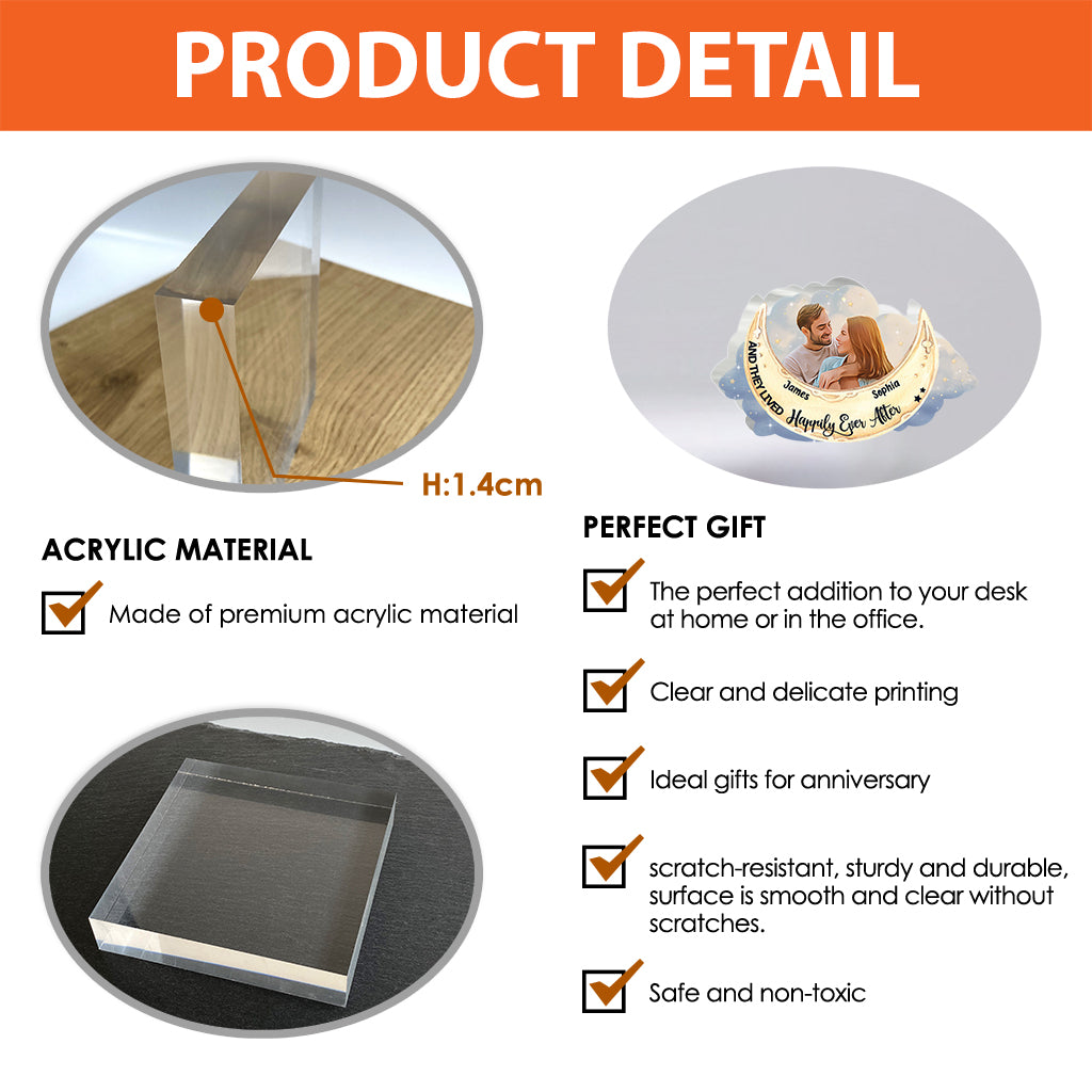 Ich liebe dich bis zum Mond und zurück – Personalisierte Acrylplakette in individueller Form für Paare