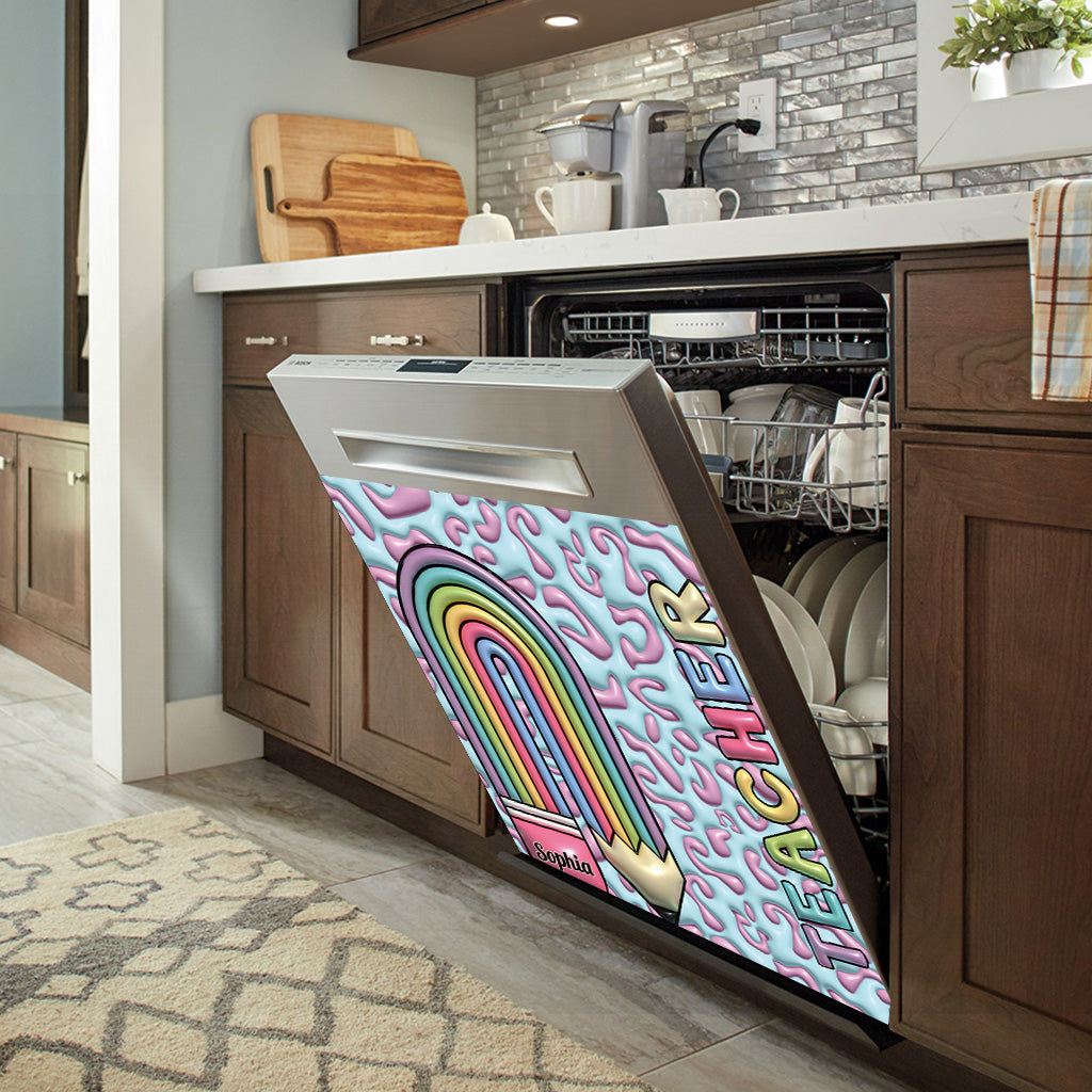 Lehrerleben – Personalisierter Geschirrspülerdeckel für Lehrer