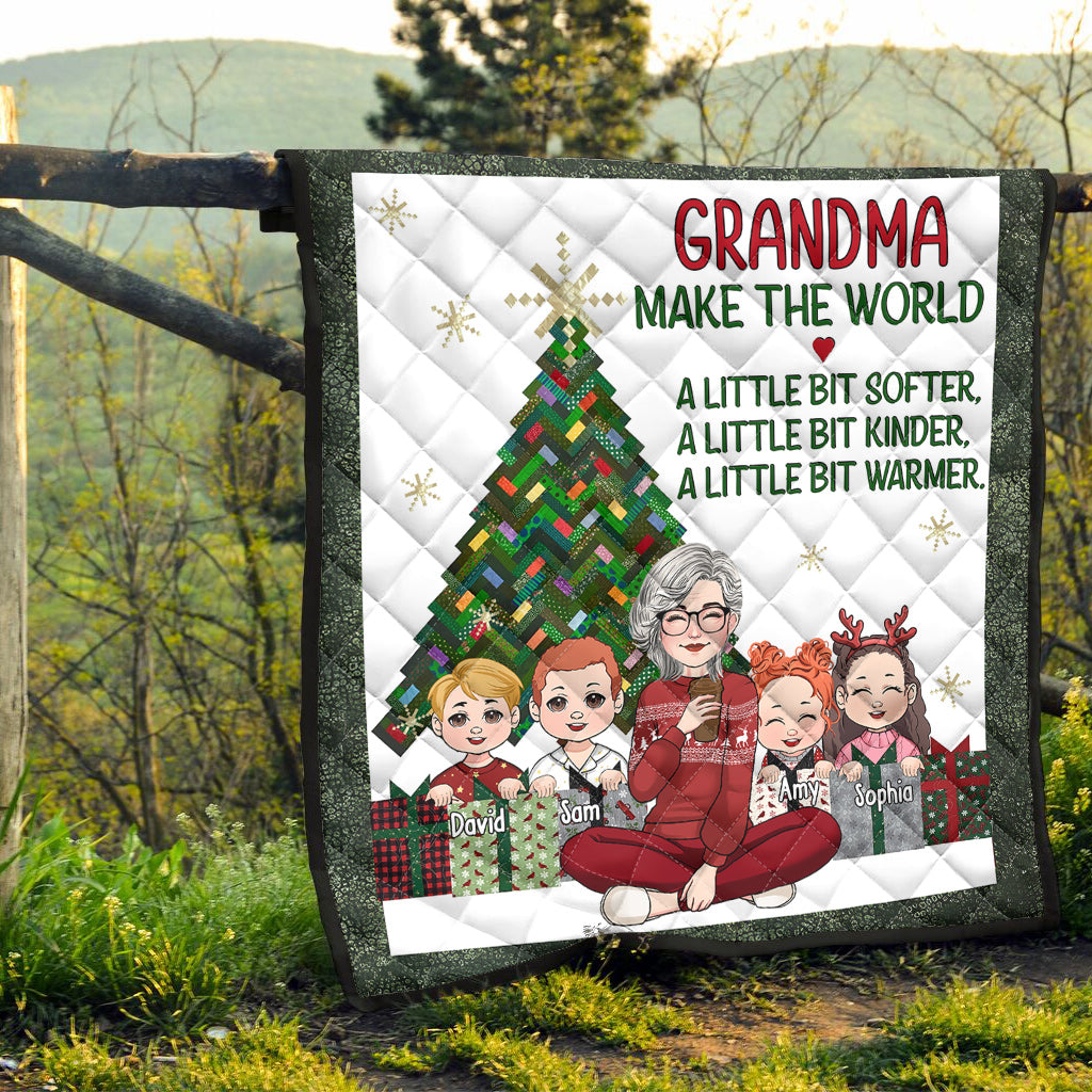 Etwas wärmer – Geschenk für Oma – Personalisierte Steppdecke