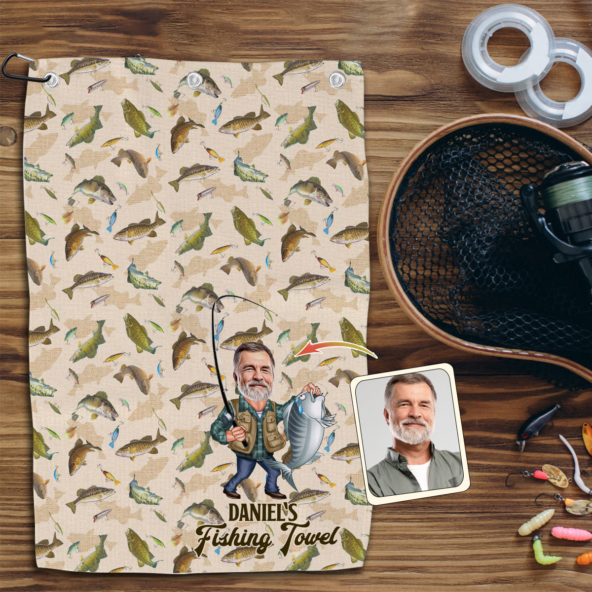 Photo Inserted Funny Fishing - Personalized Fishing Towel