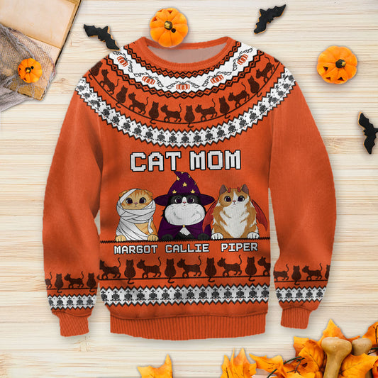 Cat Mom - Personalized Cat Ugly Sweater