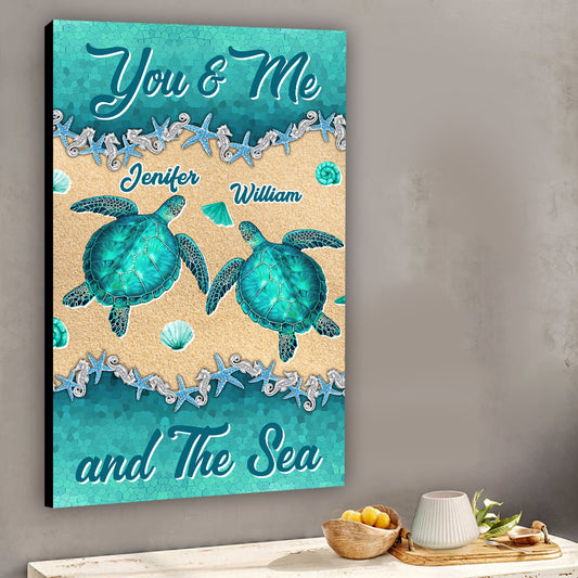 Salty Lil' Beach – Personalisierte Schildkröten-Leinwand und Poster