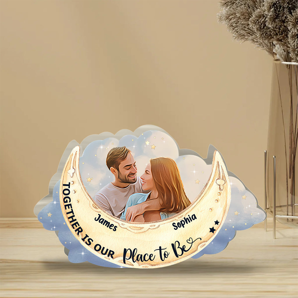 Ich liebe dich bis zum Mond und zurück – Personalisierte Acrylplakette in individueller Form für Paare