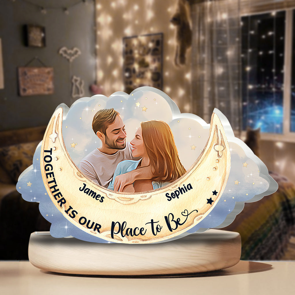 Ich liebe dich bis zum Mond und zurück – Personalisierte Acrylplakette in individueller Form für Paare